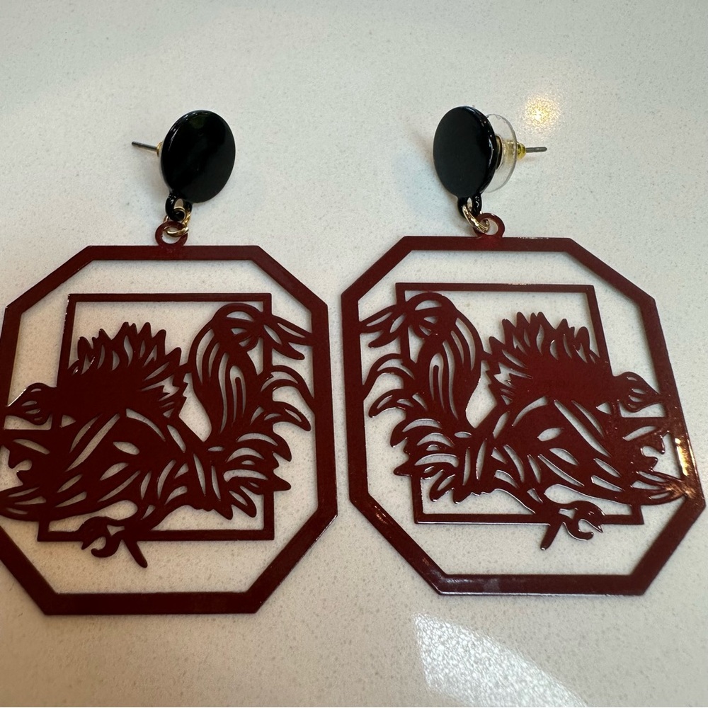 Carolina Gamecocks Earrings metal in garnet & black